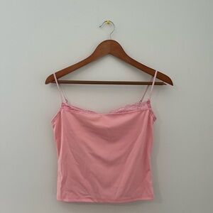 Pink Lace Trim Camisole Top